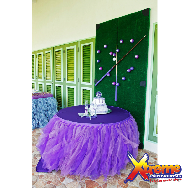 Tulle table skirt discount rental