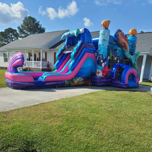 Mermaid Inflatable Bounce House And Dual Lane Slide Combo Wellington