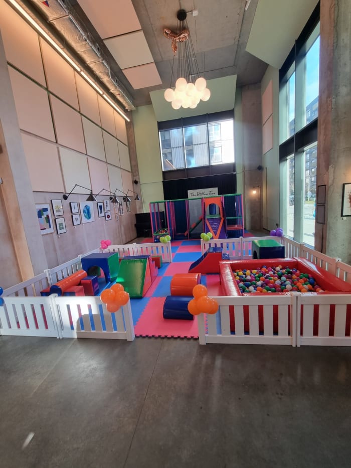 colourful soft play with picket fencing