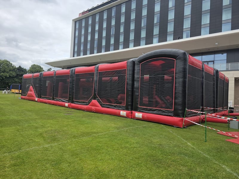 Bootcamp 220ft Mega Assault Course U Turn set up at a corporate event