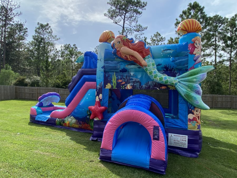 Mermaid bounce house with water slide rental