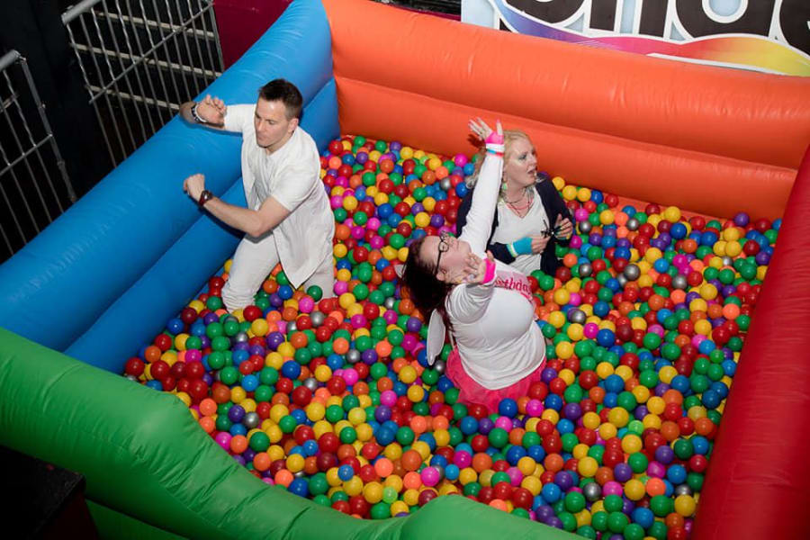 bouncy castle slide into ball pit