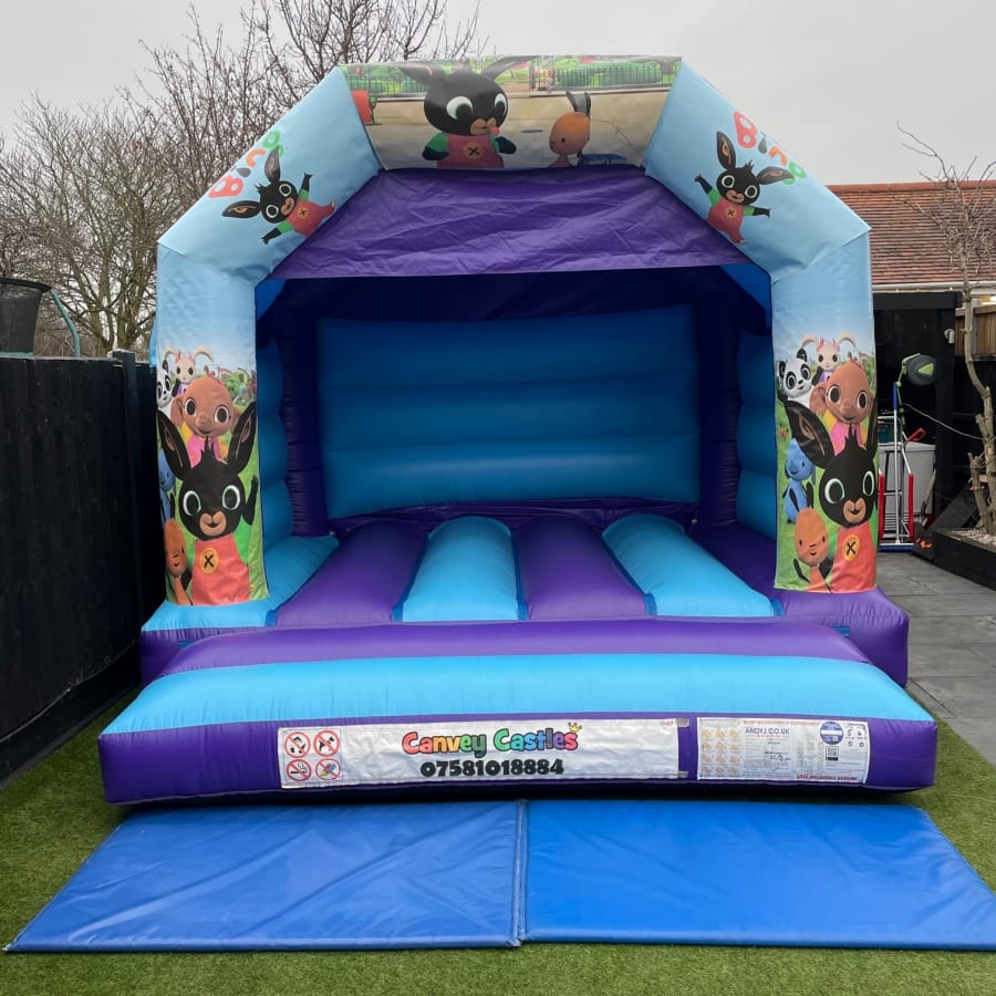 12ft x 12ft Light Blue and Purple Bing Bunny Bouncy Castle - Bouncy Castle  Hire in Essex