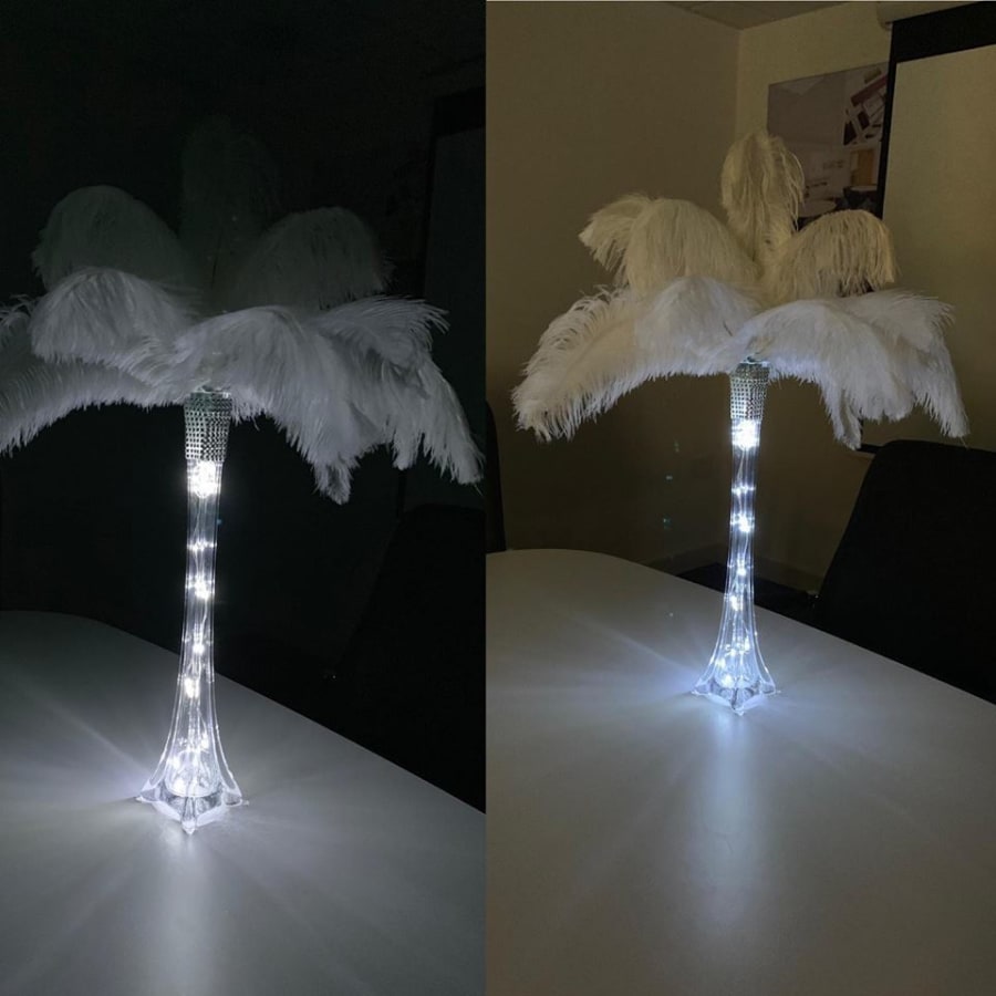 Eiffel Tower Table Centrepieces With Ostrich Feather Details