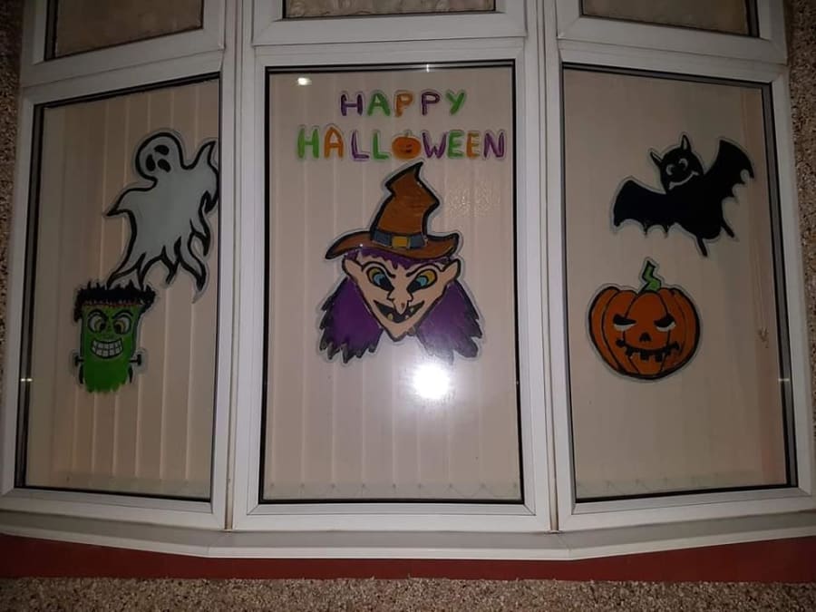 Halloween window painting County Durham