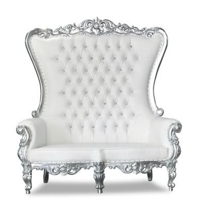 Double White Silver Throne Chair