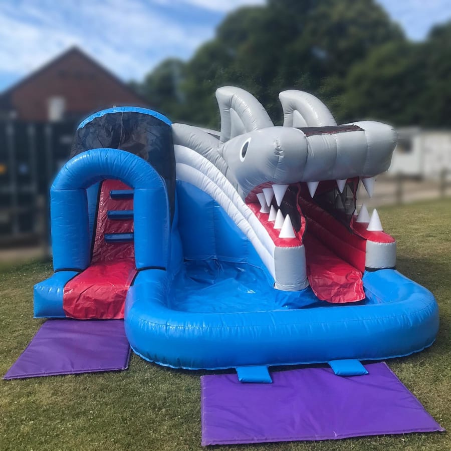 Inflatable shark cheap water slide