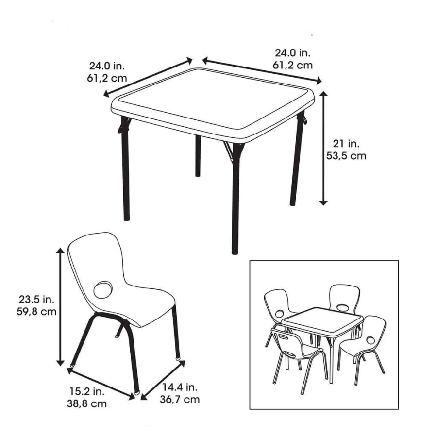 Lifetime kids table with 4 blue chairs sale