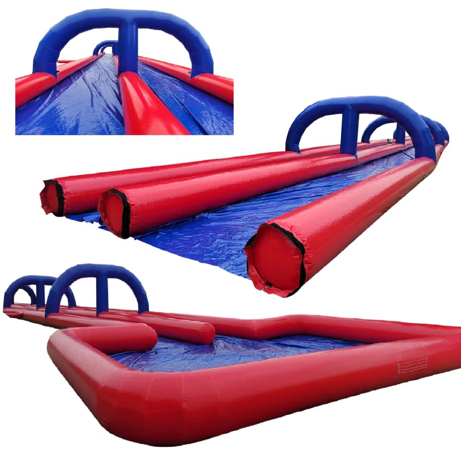 Inflatable slip shop and slide