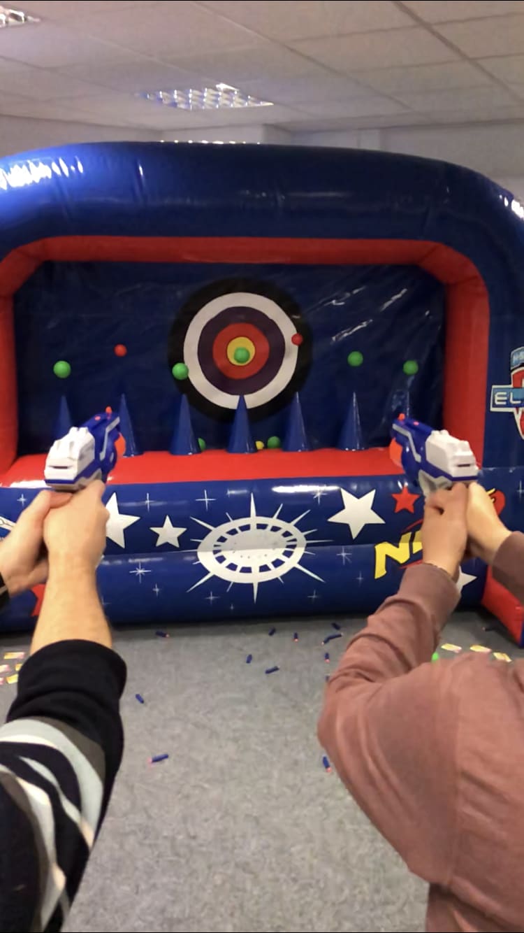 Inflatable nerf cheap shooting range