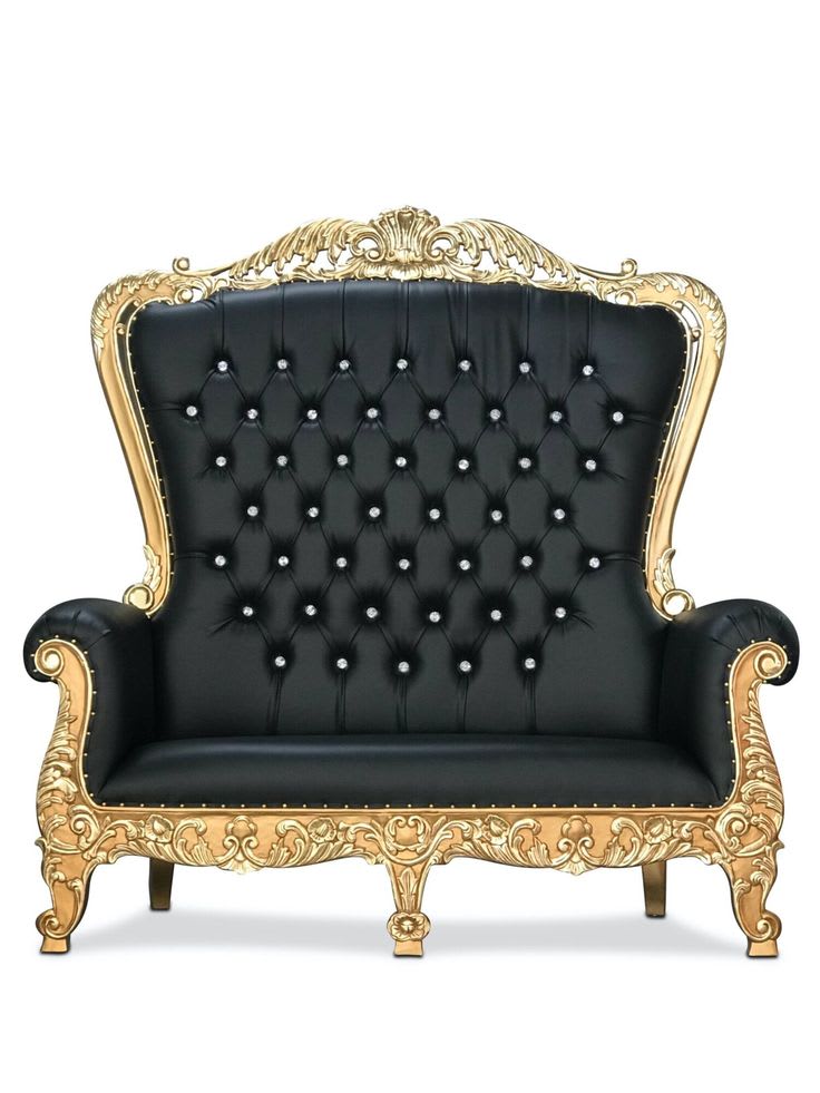 Black and gold discount throne chair rental