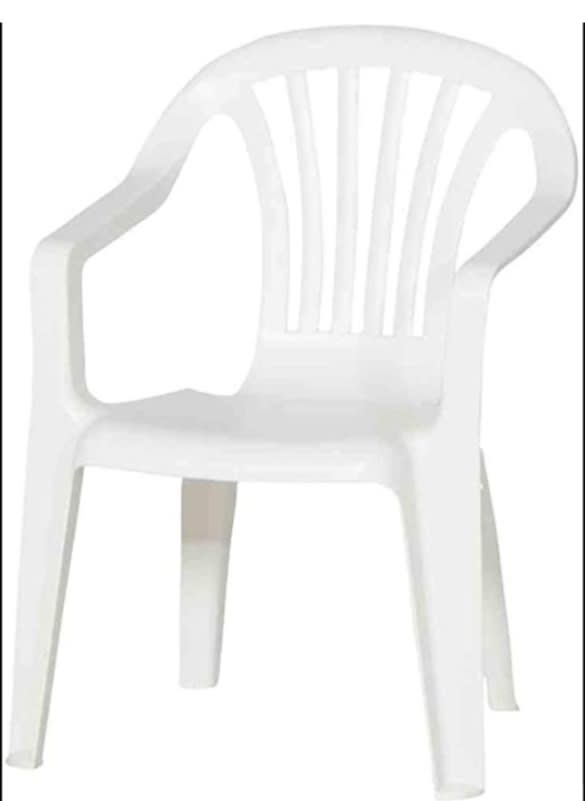 White plastic stackable online chairs