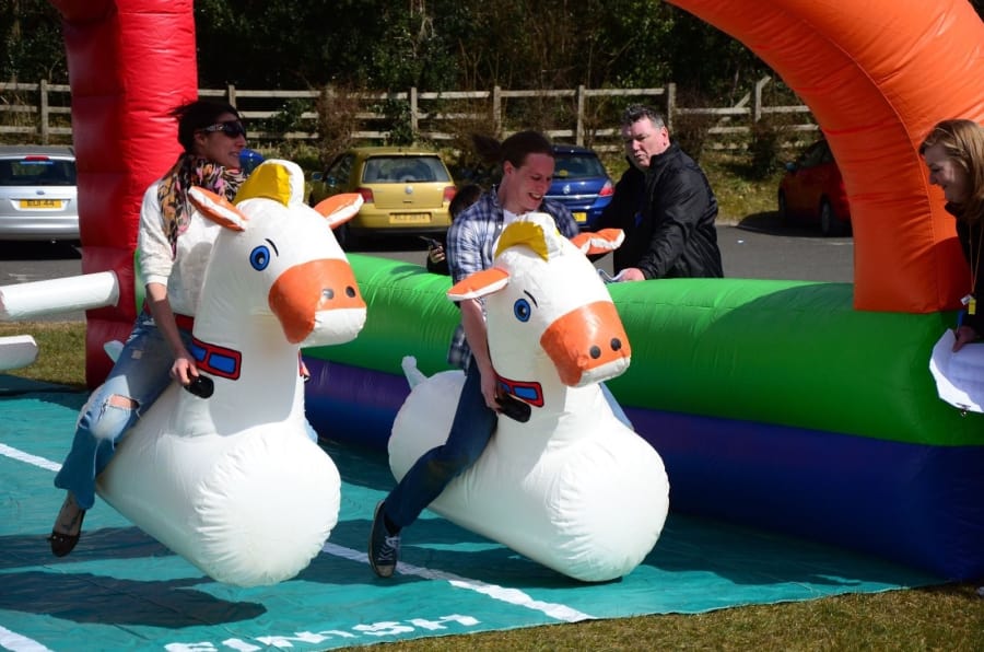 Inflatable bouncy store horse for adults