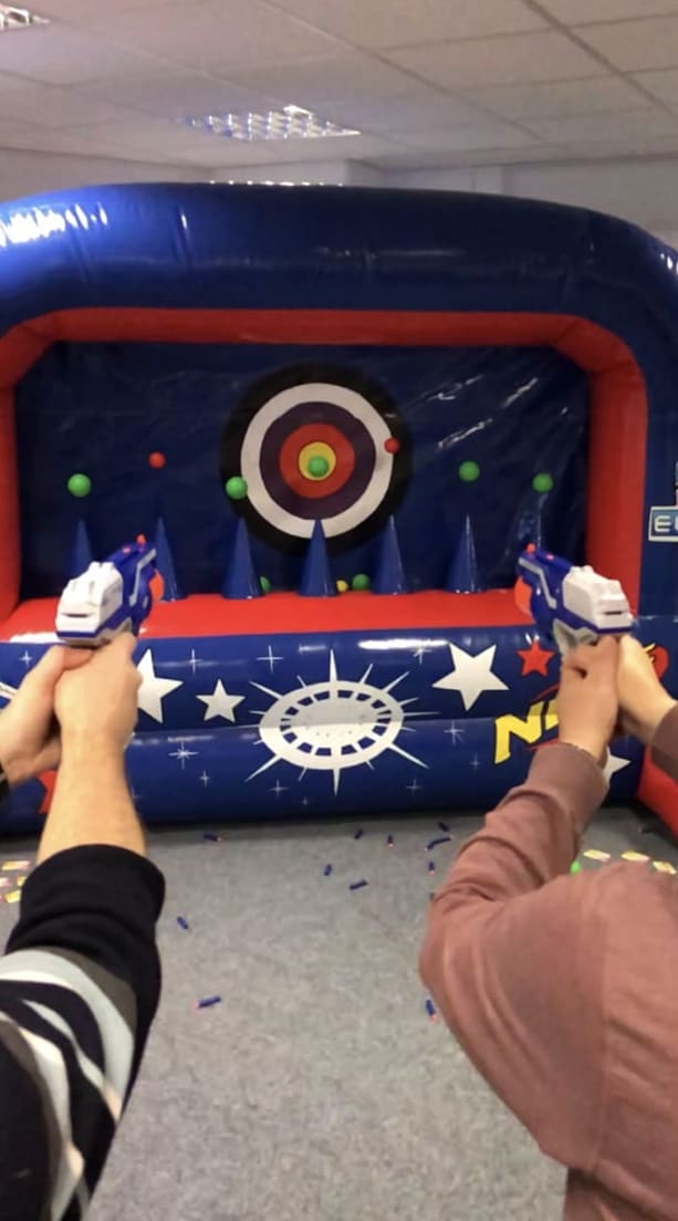 Inflatable nerf best sale shooting range