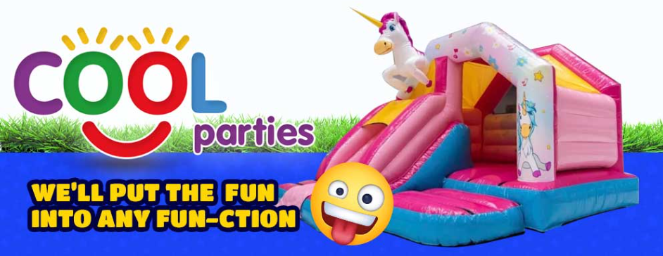 Company logo with bouncy castle