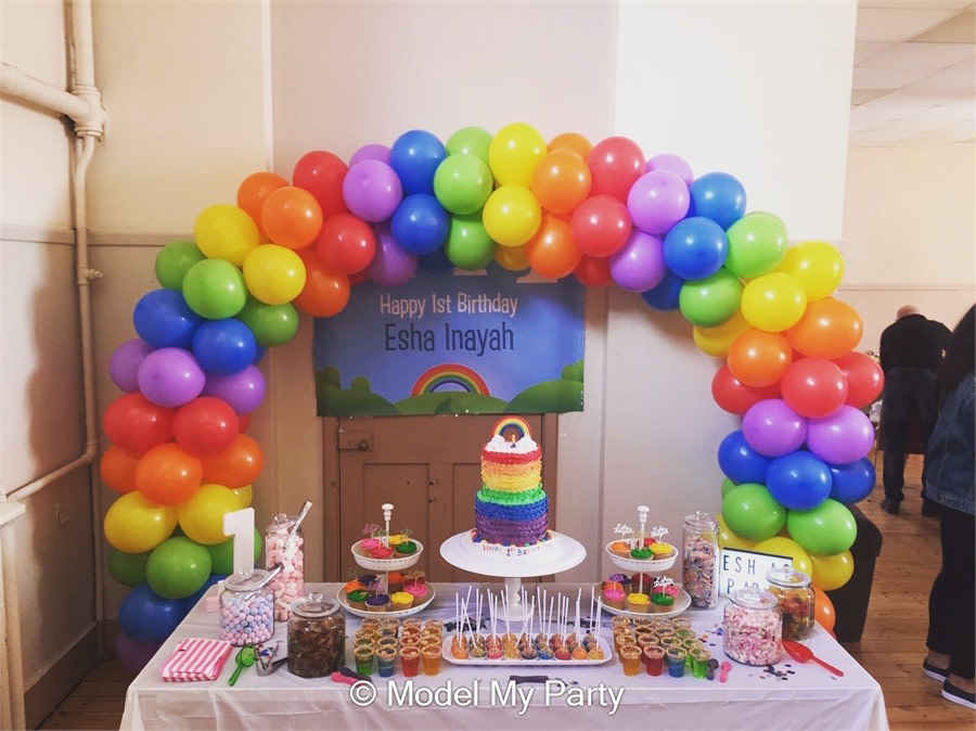 Rainbow Cake Table Bouncy Castle Hire In Birmingham