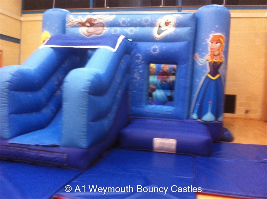 frozen bouncy castle with slide